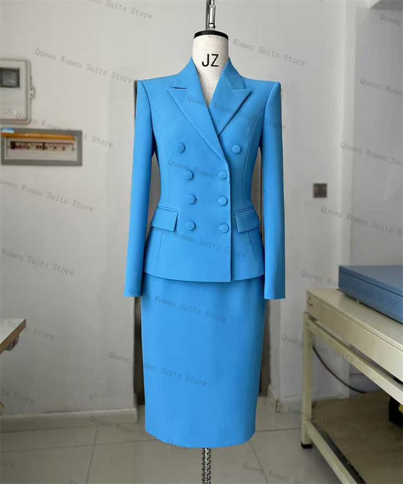 Women'S Formal Wear For Wedding Guest - Céu azul feminino terno saia conjunto