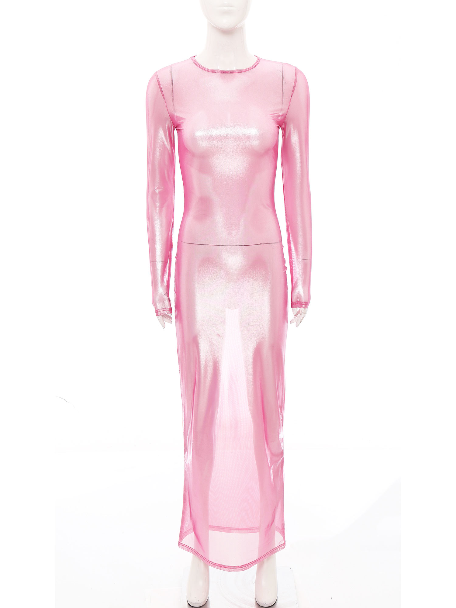 Formal Wear Gowns For Women - Vestido longo transparente metálico brilhante feminino,