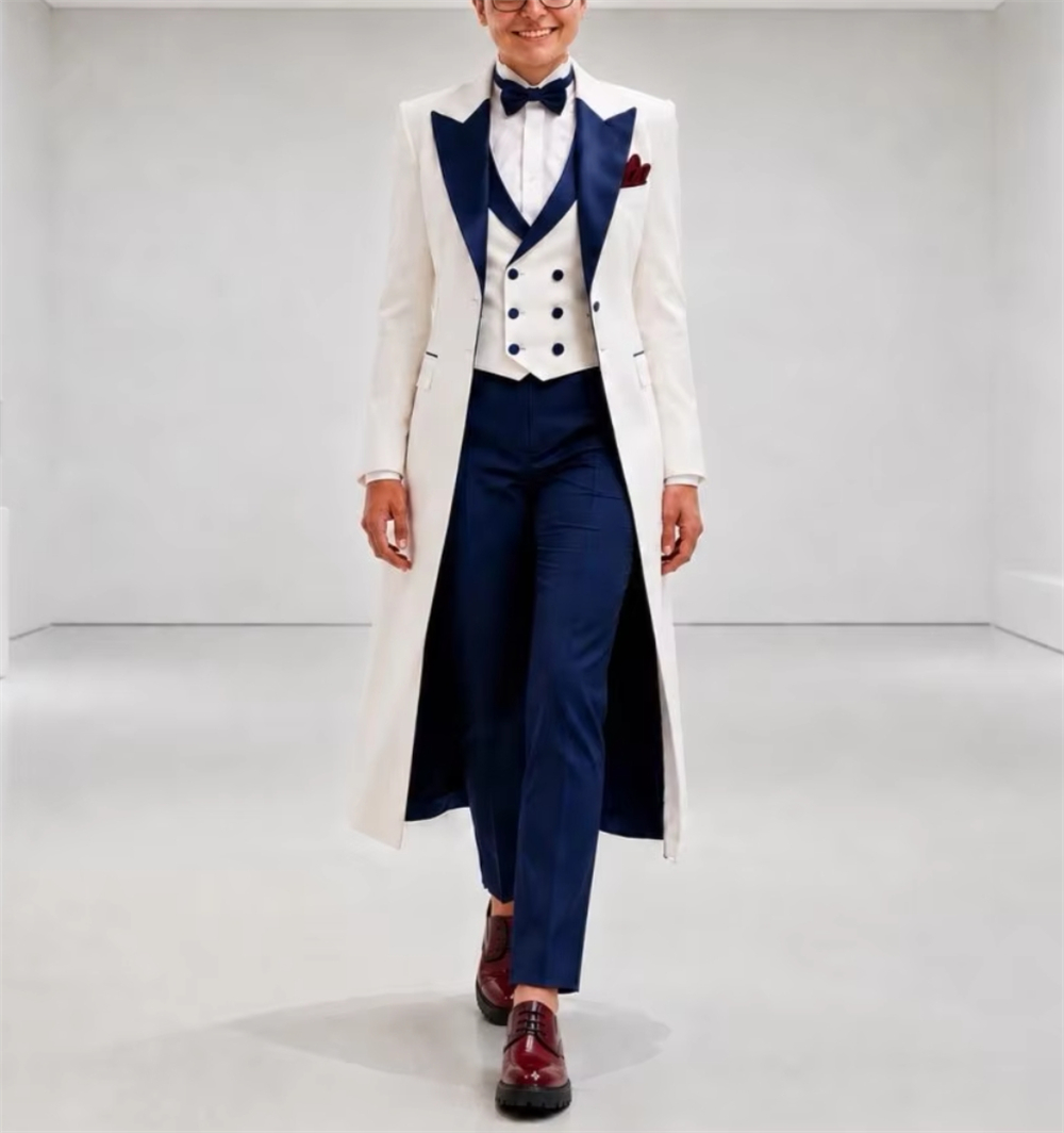 Women Formal Wear Outfits - Jaqueta Feminina Azul Marinho e Branca,