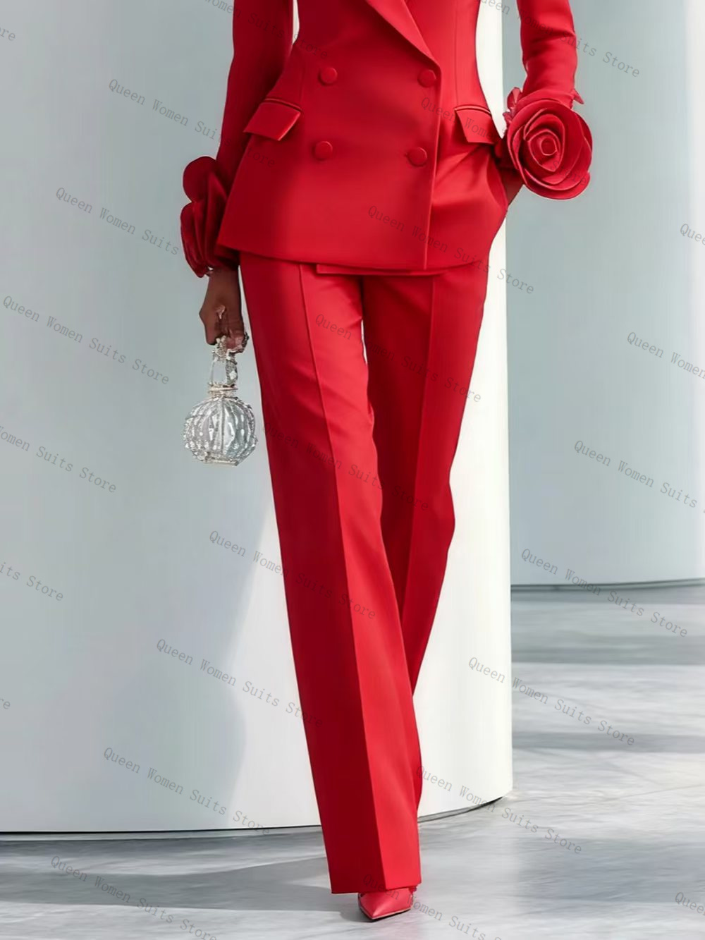 Luxo vermelho feminino terno c - Women'S Formal Wear For Wedding Guest avaliação e preço