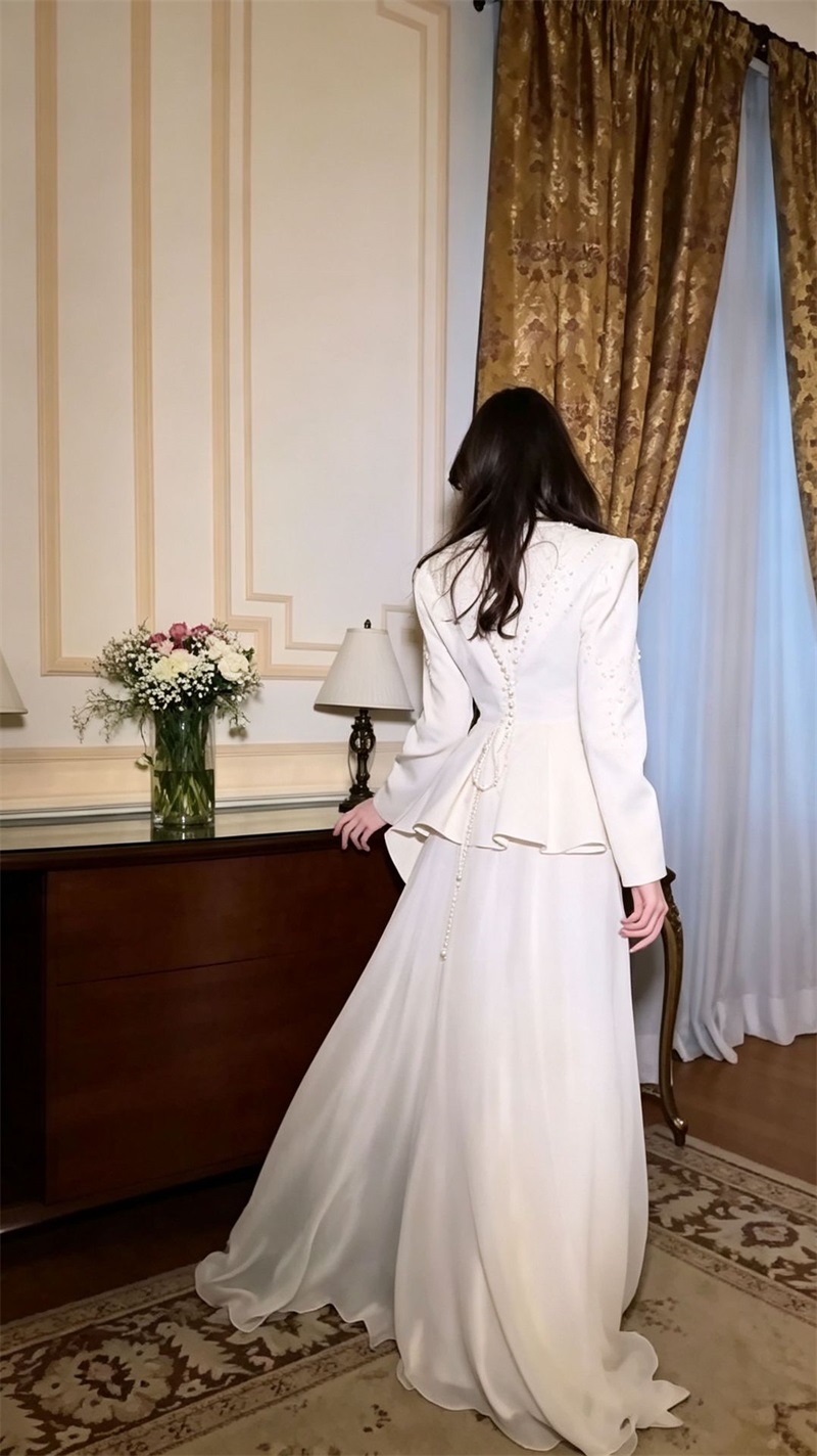 Vestido de festa bege com péro - Formal Wear Gowns For Women avaliação e preço