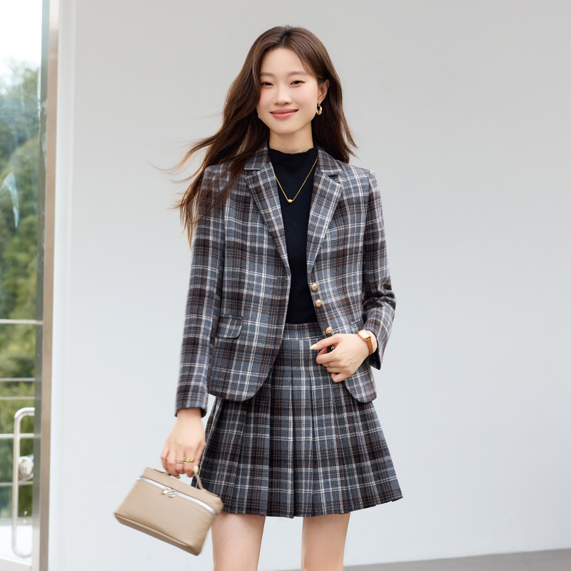 Terno xadrez marrom claro, nov - Women Formal Wear Outfits avaliação e preço