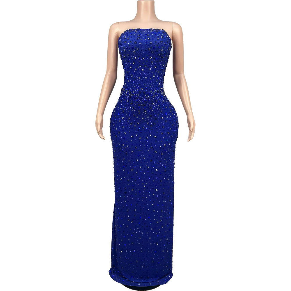 Vestido de Gala Azul Sem Alças - Formal Wear Gowns For Women avaliação e preço