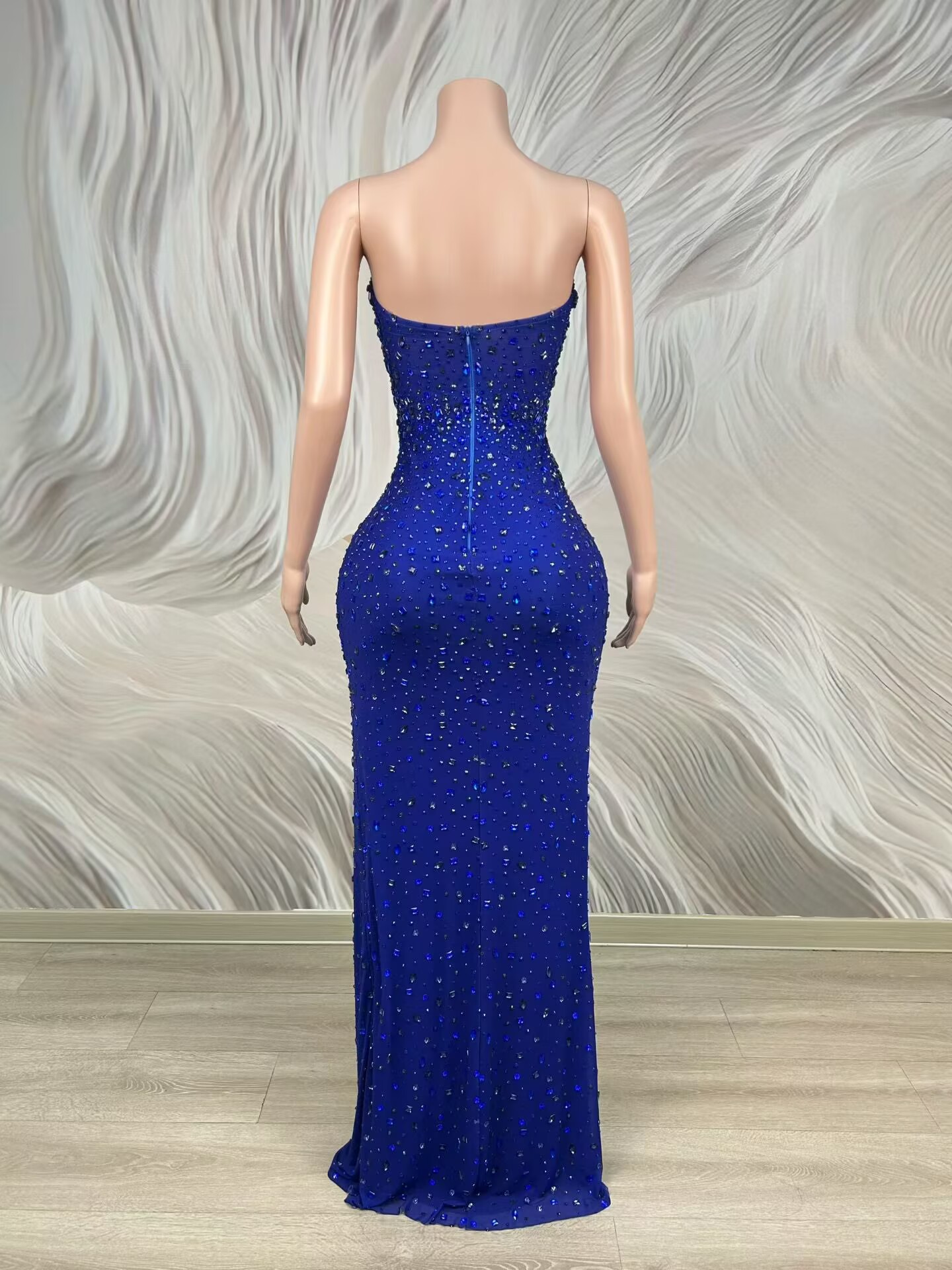 Vestido de Gala Azul Sem Alças - Formal Wear Gowns For Women avaliação e preço
